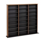 New Prepac Triple Width Multimedia Wall Storage  Cherry And Black