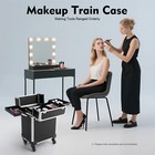 Professional Travel Makeup Case Beauty Train Case Rolling Cosmetic Organizer New