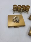 Vtg  Vanity Compact Lipstick Perfume Set Rhinestone Pearl Filigree 50s Lot Read