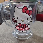 Sanrio Hello Kitty Clear Glass Mug 15 Oz Red Bow Handle Hand Wash Only 2023