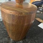 Vintage Walnut Ice Bucket W removable Liner Rough Patina