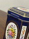 Vintage Made In England Blue Floral Tea Tin Hinged Lid Octagonal Metal