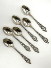 Set Of 6 Vintage Brodrene Lohne Norway 830 Silver Coffee Spoons Ornate Openwork