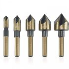5pc Countersink Tool Bit Set Counter Sink For Steel Metal Wood Plastic Aluminum 