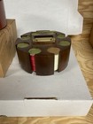 Solid Wood Poker Chip Card Caddy Spinning Carousel Mcm Walnut 12 Slot Vintage