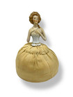 Antique Pin Cushion Half Doll Porcelain Victorian Lady Brown Hair Needs Dress