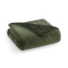 Brookstone King Heated Diamond Stitch Quilt Blanket Olive Green