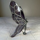 Quoizel Lead Stained Glass Butterfly Fairy Figurine Purple Wings Pewter