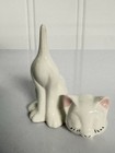 Vintage Cat Nodder Kitty Porcelain Ceramic Figurine Bobble Head Ring Holder Mcm