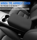 Armrest Cover Center Console Cover Non-slip Tpe Armrest Protector Black