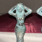        Vtg Pair Of Cast Iron Mermaids  Shelf Sitters  Beach Nautical Super Cute