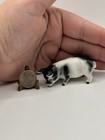 Vintage Bone China Miniature Hog Pig Figurine Spotted Piggy Trinket