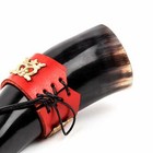 Viking Drinking Horn 250ml Medieval Bovine Beer Wine Ale With Red Leather Holder