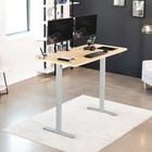 Vivo Electric 60    X 30    Stand Up Desk Workstation  Light Wood Top  Gray Frame