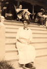 Vintage Photo Old Antique Picture Woman Lady Girl White Dress Men Home Steps