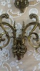 Set Of 2 Antique Brass Ornate Piano Candle Sconces Swing Arm Handmade Leon Pinet