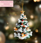 Hot - Snowy Cat Christmas Tree Ornament Acrylic 3 5 In X 3 5 In