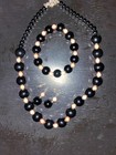 Lee Sands Necklace Black Onyx   Pink Coral Set  Necklace  Bracelet And Earrings