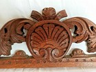 Antique French Wood Carved Oak Pediment Architectural Salvage