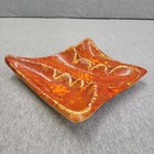 Vintage Mccoy Ashtray - Orange And Red Drip Glaze Large Ceramic Ashtray 8  X 8 