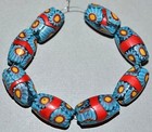 Antique Venetian Blue Millefiori Oval Beads W  Red Center Stripes  African Trade