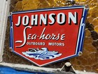 Vintage Johnson Porcelain Sign Outboard Motors Sales Boat Gas Engine Sea-horse 