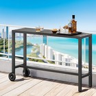 55  Outdoor Pub Bar High Table Industrial Metal Dining W  Detachable Wheels