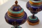 Jeweled Painted Presentation Bowls Turquoise Lapus Lazuli Middle Eastern Persian