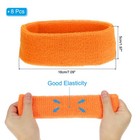 8 Pcs Sweatband Headbands Terry Cloth For Women Men Sports Orange