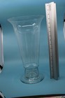 Clear Glass Vase Large Fluted Flare Wide Mouth Long Stem 16  Tall