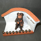 Ceramic Clay Man With Fiddle Hanukkah Jewish Holiday 9 Cup Menorah - 6 5  Long