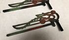 Lot Antique Victorian Art Deco Swing Arm Curtain Rods Painted Metal  Tie Backs