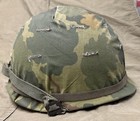 Vietnam War Styled Us M1 Steel Helmet W  60s Liner Mitchell Camo Cover   Band