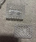 Vtg Clear Glass Butterfly Trinket Box   Cut Glass Jewelry Box Vanity Dresser Set
