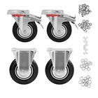 4 Inch Caster Wheels Set Of 4  Heavy Duty Casters With Brake  Swivel Rubber C   