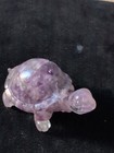 Artisan Made Hand Casted Resin Baby Tortoise Turtle Filled With Raw Amethyst   