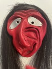 Vtg Native American Iroquois False Face Mask Broken Nose Horse Hair Signed Rw