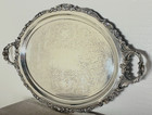 Large Antique Wallace  Silver Plated Etched Butlers Tray Handled Ornate 18 x28 