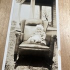 Antique Photograph Grumpy Baby Sitting In Nice Old Chair 1920s - Z1