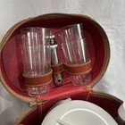 Mini Travel Bar In Brown Leather Case - Vintage