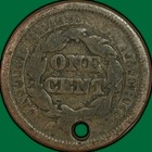 1847 Braided Hair Large Cent Good G Coin  Holed  37361