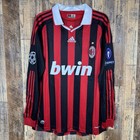 Ac Milan 2009-10 Home Soccer Long Sleeve Jersey Ronaldinho  80 Adidas Men   s Xl