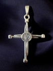 Real Solid 925 Sterling Silver Cross Pendant Double Side Jesus Saint Benedict