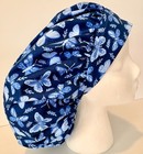 Blue Butterfly Print Size Large Medical Bouffant Scrub Cap Surgery Hat