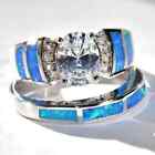 2pcs set 925 Silver Ring Women Cubic Zircon Jewelry Wedding Ring Sz 6-10