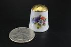 Kronach Thimble 75 Floral Porcelain Gold Top Germany Sewing Collectible Vintage 