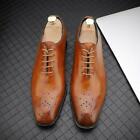 Wing Tip Mens Dress Shoes Round Toe Oxfords Lace Up Formal Brogue Oversize Retro
