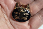 Designer Button Black And Gold Cat  Zipper Pull   Charm  Pendant 25mm