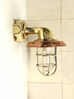 Vintage Antique Brass Sconce Light With Copper Shade   Junction Box - Set Of 2