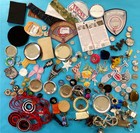 Junk Drawer Lot Vintage Patches Pendants Pinbacks Charms Buttons Pins Keychains
